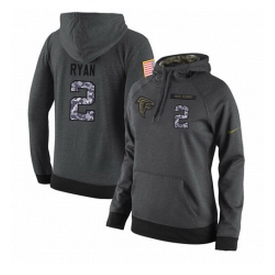 NFL Womens Nike Atlanta Falcons 2 Matt Ryan Stitched Black Anthracite Salute to Service Player Performance Hoodie NFL Womens Nike Atlanta Falcons 2 Matt Ryan Stitched Black Anthracite Salute to Service Player Performance Hoodie