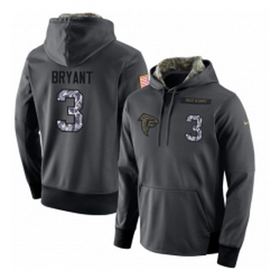 NFL Mens Nike Atlanta Falcons 3 Matt Bryant Stitched Black Anthracite Salute to Service Player Performance Hoodie