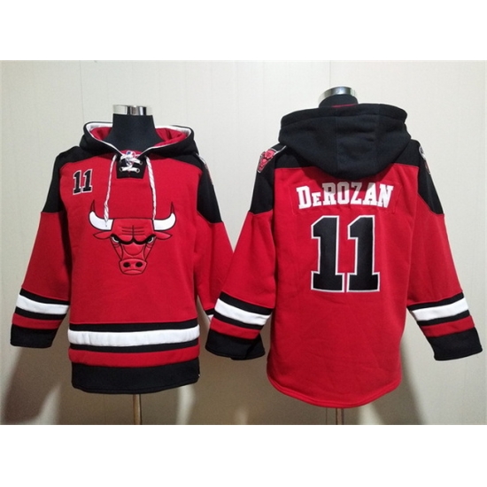 Men Chicago Bulls 11 DeMar DeRozan Red Black Ageless Must Have Lace Up Pullover Hoodie Men Chicago Bulls 11 DeMar DeRozan Red Black Ageless Must Have Lace Up Pullover Hoodie