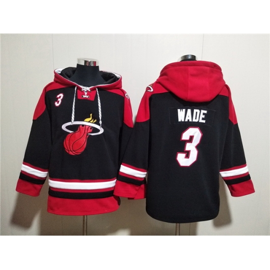 Men Miami Heat 3 Dwyane Wade Black Ageless Must Have Lace Up Pullover Hoodie Men Miami Heat 3 Dwyane Wade Black Ageless Must Have Lace Up Pullover Hoodie