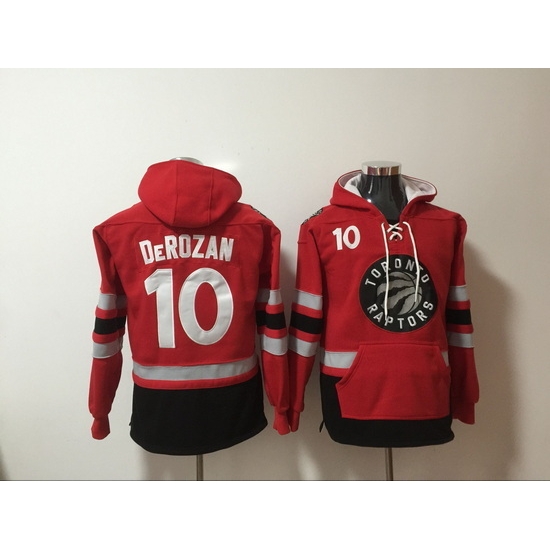Men's Toronto Raptors #10 DeMar DeRozan Red Lace-Up Pullover Hoodie Men's Toronto Raptors #10 DeMar DeRozan Red Lace-Up Pullover Hoodie