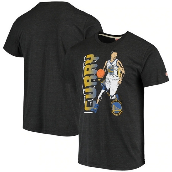 Men Golden State Warriors Stephen Curry Grey Homage Tri Blend Shooting Stars T Shirt Men Golden State Warriors Stephen Curry Grey Homage Tri Blend Shooting Stars T Shirt