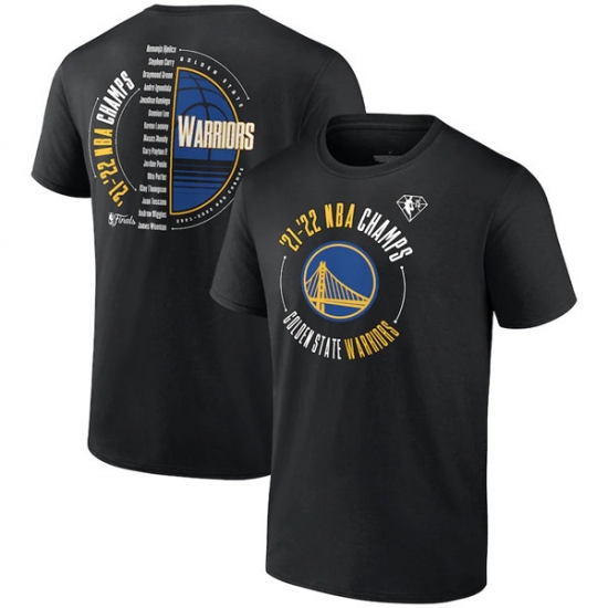 Men's Golden State Warriors 2021-2022 Black NBA Finals Champions Drive List Roster T-Shirt Men's Golden State Warriors 2021-2022 Black NBA Finals Champions Drive List Roster T-Shirt