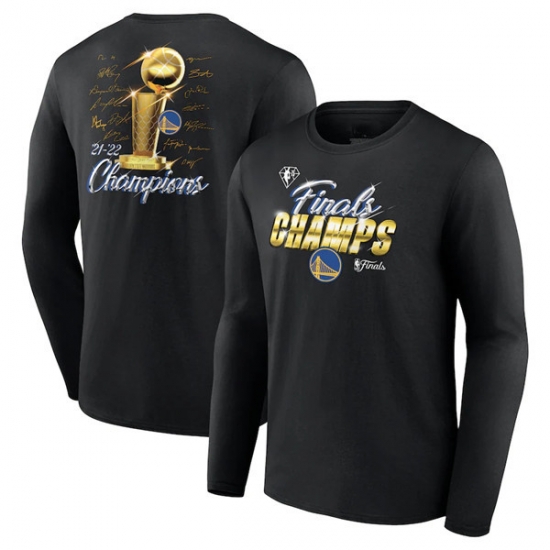 Men's Golden State Warriors 2022 Black NBA Finals Champions Forward Roster Signature Long Sleeve T-Shirt Men's Golden State Warriors 2022 Black NBA Finals Champions Forward Roster Signature Long Sleeve T-Shirt