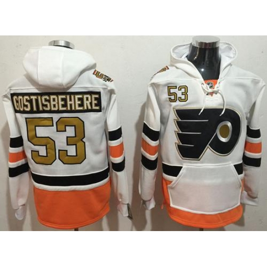 Flyers #53 Shayne Gostisbehere White 3rd Name & Number Pullover NHL Hoodie Flyers #53 Shayne Gostisbehere White 3rd Name & Number Pullover NHL Hoodie