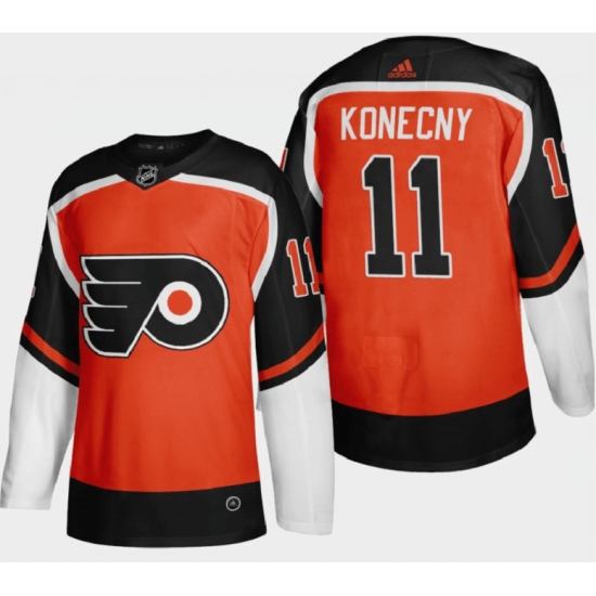 Men Philadelphia Flyers 11 Travis Konecny 2021 Orange Reverse Retro Stitched Jersey Men Philadelphia Flyers 11 Travis Konecny 2021 Orange Reverse Retro Stitched Jersey