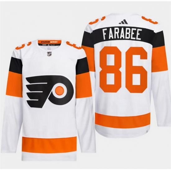 Men Philadelphia Flyers 86 Joel Farabee White 2024 Stadium Series Stitched Jersey Men Philadelphia Flyers 86 Joel Farabee White 2024 Stadium Series Stitched Jersey