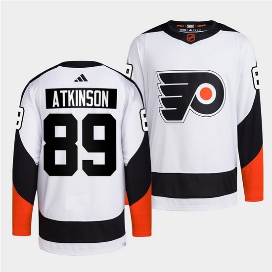 Men Philadelphia Flyers 89 Cam Atkinson White 2022 Reverse Retro Stitched Jersey Men Philadelphia Flyers 89 Cam Atkinson White 2022 Reverse Retro Stitched Jersey
