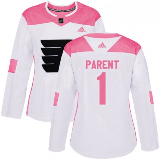 Womens Adidas Philadelphia Flyers 1 Bernie Parent Authentic WhitePink Fashion NHL Jersey Womens Adidas Philadelphia Flyers 1 Bernie Parent Authentic WhitePink Fashion NHL Jersey