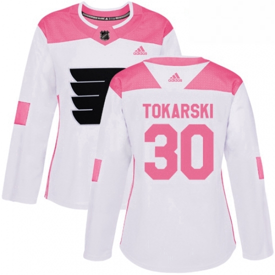 Womens Adidas Philadelphia Flyers 30 Dustin Tokarski Authentic WhitePink Fashion NHL Jersey Womens Adidas Philadelphia Flyers 30 Dustin Tokarski Authentic WhitePink Fashion NHL Jersey