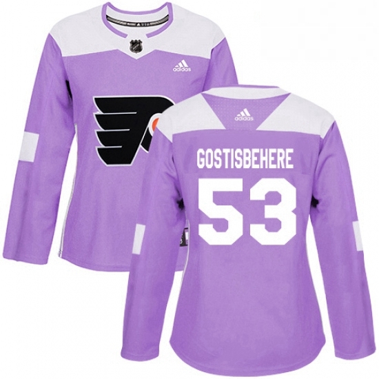 Womens Adidas Philadelphia Flyers 53 Shayne Gostisbehere Authentic Purple Fights Cancer Practice NHL Jersey Womens Adidas Philadelphia Flyers 53 Shayne Gostisbehere Authentic Purple Fights Cancer Practice NHL Jersey