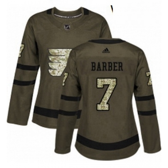 Womens Adidas Philadelphia Flyers 7 Bill Barber Authentic Green Salute to Service NHL Jersey Womens Adidas Philadelphia Flyers 7 Bill Barber Authentic Green Salute to Service NHL Jersey