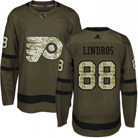 Youth Adidas Philadelphia Flyers 88 Eric Lindros Premier Green Salute to Service NHL Jersey 