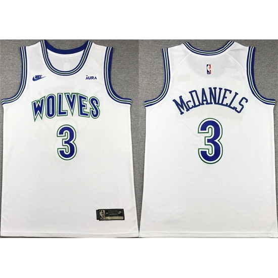 Men Minnesota Timberwolves 3 Jaden McDaniels White City Edition Stitched Jersey Men Minnesota Timberwolves 3 Jaden McDaniels White City Edition Stitched Jersey