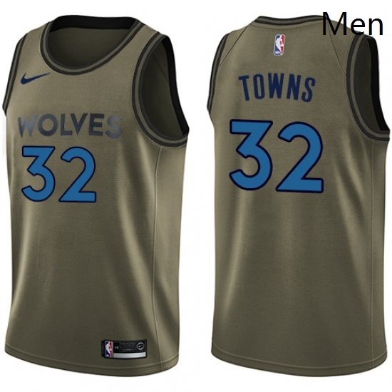 Mens Nike Minnesota Timberwolves 32 Karl Anthony Towns Swingman Green Salute to Service NBA Jersey Mens Nike Minnesota Timberwolves 32 Karl Anthony Towns Swingman Green Salute to Service NBA Jersey