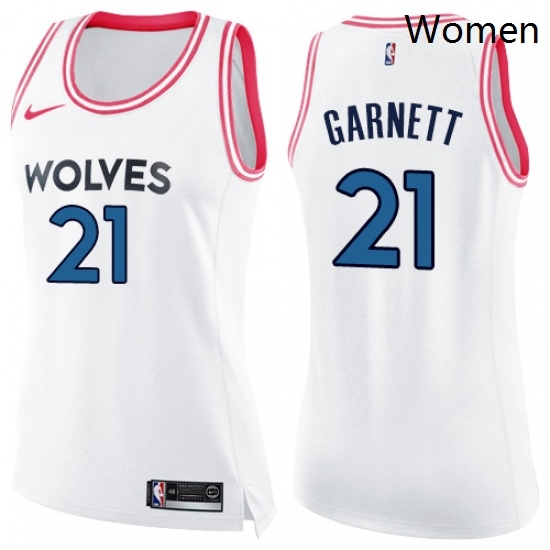Womens Nike Minnesota Timberwolves 21 Kevin Garnett Swingman WhitePink Fashion NBA Jersey Womens Nike Minnesota Timberwolves 21 Kevin Garnett Swingman WhitePink Fashion NBA Jersey