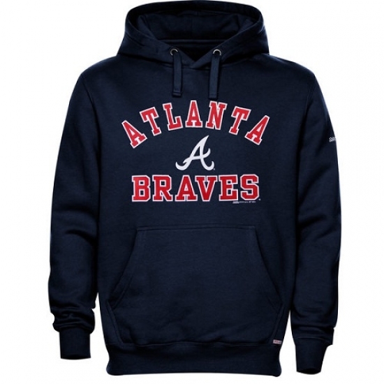 Men MLB Atlanta Braves Stitches Fastball Fleece Pullover Hoodie Navy Blue Men MLB Atlanta Braves Stitches Fastball Fleece Pullover Hoodie Navy Blue