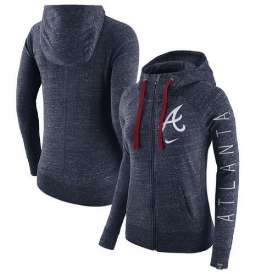 MLB Atlanta Braves Nike Women Vintage Full Zip Hoodie Heather Navy MLB Atlanta Braves Nike Women Vintage Full Zip Hoodie Heather Navy