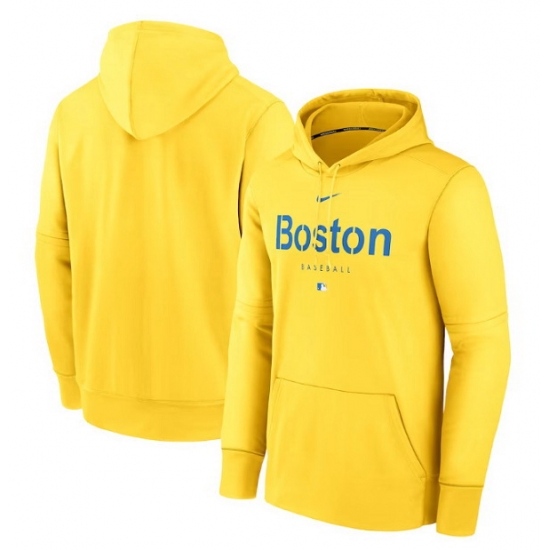 Men Boston Red Sox Gold City Connect Pregame Performance Pullover Hoodie Men Boston Red Sox Gold City Connect Pregame Performance Pullover Hoodie