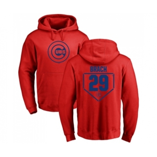 Men Baseball Chicago Cubs 29 Brad Brach Red RBI Pullover Hoodie Men Baseball Chicago Cubs 29 Brad Brach Red RBI Pullover Hoodie