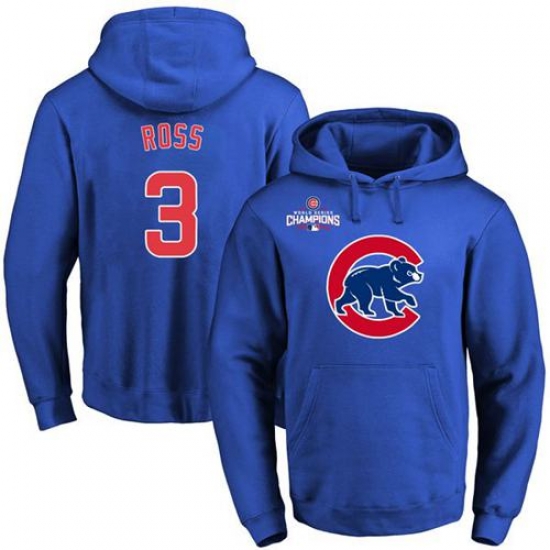 Men Chicago Cubs 3 David Ross Blue 2016 World Series Champions Primary Logo Pullover MLB Hoodie Men Chicago Cubs 3 David Ross Blue 2016 World Series Champions Primary Logo Pullover MLB Hoodie