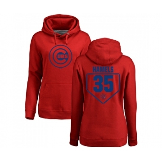 Baseball Women Chicago Cubs 35 Cole Hamels Red RBI Pullover Hoodie Baseball Women Chicago Cubs 35 Cole Hamels Red RBI Pullover Hoodie