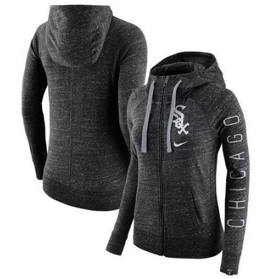 MLB Chicago White Sox Nike Women Vintage Full Zip Hoodie Heather Black MLB Chicago White Sox Nike Women Vintage Full Zip Hoodie Heather Black