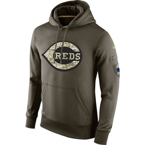 Men MLB Cincinnati Reds Nike Olive Salute To Service KO Performance Hoodie Men MLB Cincinnati Reds Nike Olive Salute To Service KO Performance Hoodie