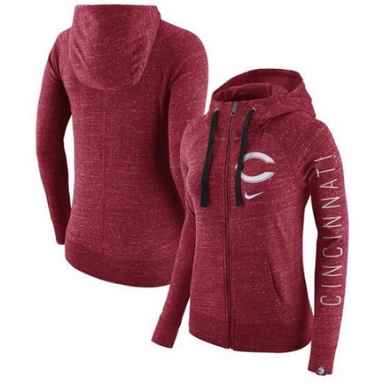 MLB Cincinnati Reds Nike Women Vintage Full Zip Hoodie Heather Red MLB Cincinnati Reds Nike Women Vintage Full Zip Hoodie Heather Red