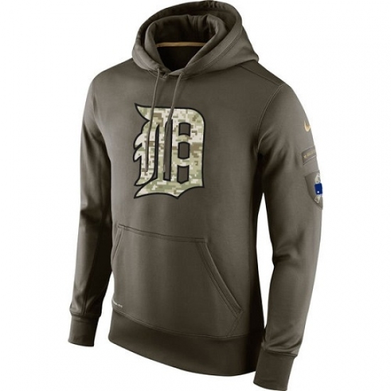 Men MLB Detroit Tigers Nike Olive Salute To Service KO Performance Hoodie Men MLB Detroit Tigers Nike Olive Salute To Service KO Performance Hoodie