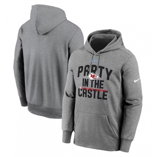 Men Kansas City Chiefs Gray Super Bowl LVII Champions Celebration Parade Pullover Hoodie Men Kansas City Chiefs Gray Super Bowl LVII Champions Celebration Parade Pullover Hoodie