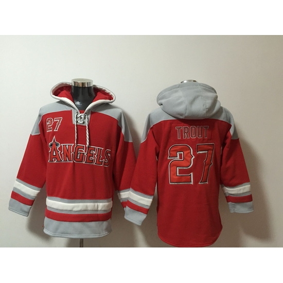 Men Los Angeles Angels 27 Mike Trout Stitched Red Hoodie Men Los Angeles Angels 27 Mike Trout Stitched Red Hoodie