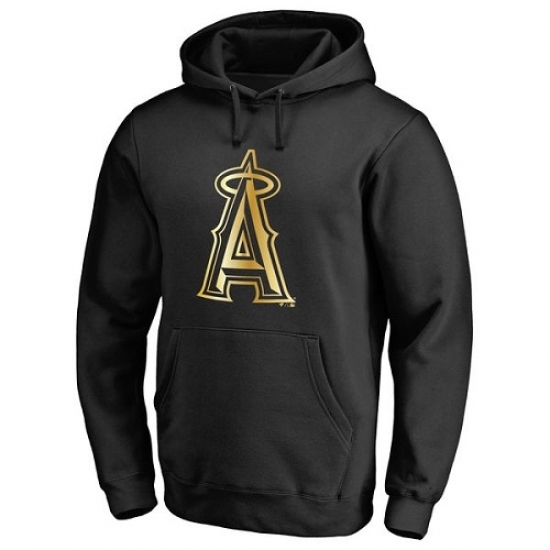 Men MLB Los Angeles Angels of Anaheim Gold Collection Pullover Hoodie Black Men MLB Los Angeles Angels of Anaheim Gold Collection Pullover Hoodie Black