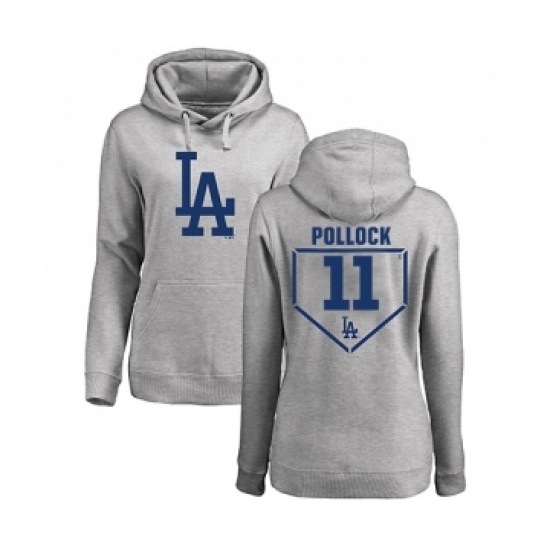 Baseball Women Los Angeles Dodgers 11 A J Pollock Gray RBI Pullover Hoodie Baseball Women Los Angeles Dodgers 11 A J Pollock Gray RBI Pullover Hoodie