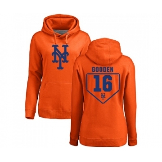 MLB Women Nike New York Mets 16 Dwight Gooden Orange RBI Pullover Hoodie MLB Women Nike New York Mets 16 Dwight Gooden Orange RBI Pullover Hoodie