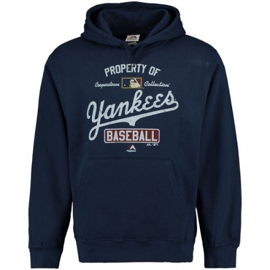 Men MLB New York Yankees Majestic Vintage Property of Hoodie Navy Men MLB New York Yankees Majestic Vintage Property of Hoodie Navy