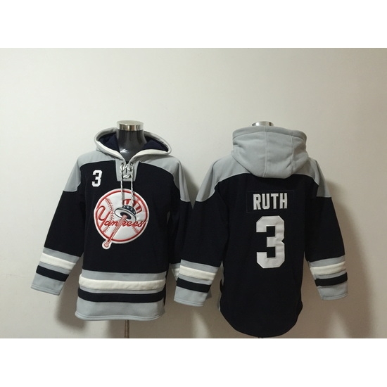 Men New York Yankees 3 Babe Ruth Stitched Hoodie Men New York Yankees 3 Babe Ruth Stitched Hoodie