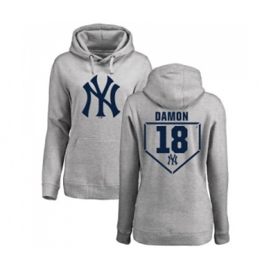 MLB Women Nike New York Yankees 18 Johnny Damon Gray RBI Pullover Hoodie MLB Women Nike New York Yankees 18 Johnny Damon Gray RBI Pullover Hoodie