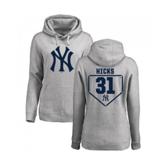 MLB Women Nike New York Yankees 31 Aaron Hicks Gray RBI Pullover Hoodie MLB Women Nike New York Yankees 31 Aaron Hicks Gray RBI Pullover Hoodie