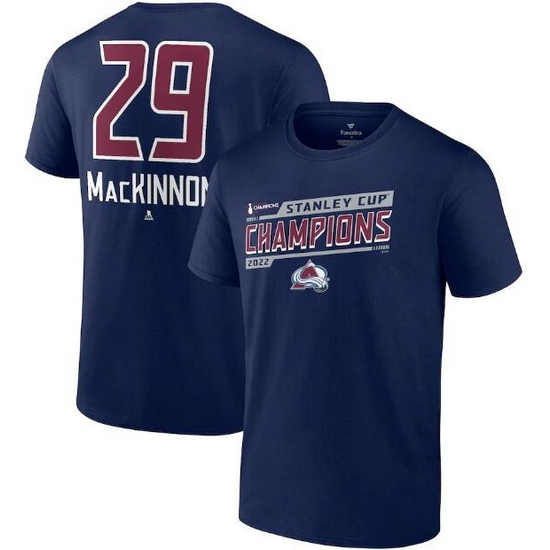 Men Colorado Avalanche 29 Nathan MacKinnon Navy 2022 Stanley Cup Champions Banner Name 26 Number T Shirt Men Colorado Avalanche 29 Nathan MacKinnon Navy 2022 Stanley Cup Champions Banner Name 26 Number T Shirt