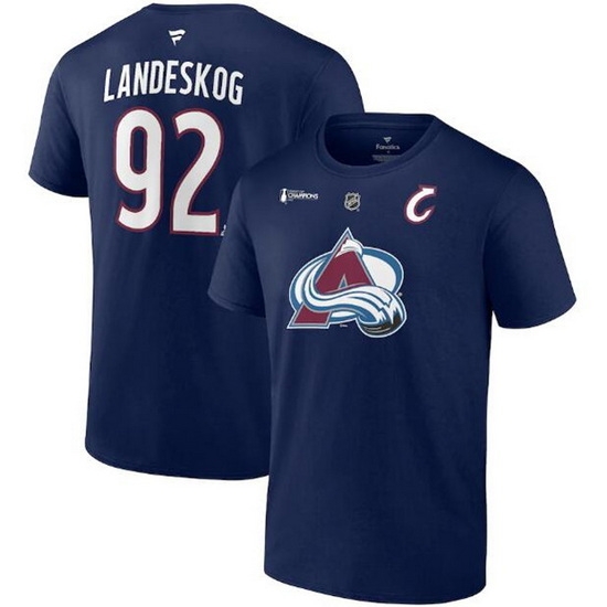 Men Colorado Avalanche 92 Gabriel Landeskog Navy 2022 Stanley Cup Champions Authentic Stack Name 26 Number T Shirt Men Colorado Avalanche 92 Gabriel Landeskog Navy 2022 Stanley Cup Champions Authentic Stack Name 26 Number T Shirt