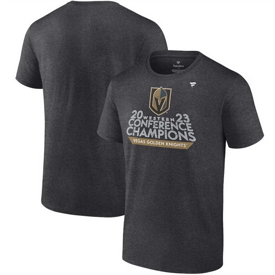 Men Vegas Golden Knights Heather Charcoal 2023 Western Conference Champions Locker Room T Shirt Men Vegas Golden Knights Heather Charcoal 2023 Western Conference Champions Locker Room T Shirt