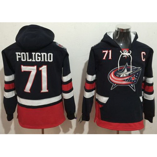 Men Columbus Blue Jackets 71 Nick Foligno Navy Blue Name 26 Number Pullover NHL Hoodie Men Columbus Blue Jackets 71 Nick Foligno Navy Blue Name 26 Number Pullover NHL Hoodie