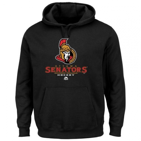 NHL Mens Ottawa Senators Majestic Critical Victory VIII Fleece Hoodie Black