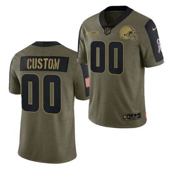 Men Women Youth Toddler Cleveland Browns ACTIVE PLAYER Custom 2021 Olive Salute To Service Limited Men Women Youth Toddler Cleveland Browns ACTIVE PLAYER Custom 2021 Olive Salute To Service Limited