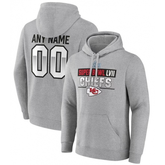 Men Kansas City Chiefs Active Player Custom Grey Super Bowl LVII Name 26 Number Pullover Hoodie Men Kansas City Chiefs Active Player Custom Grey Super Bowl LVII Name 26 Number Pullover Hoodie