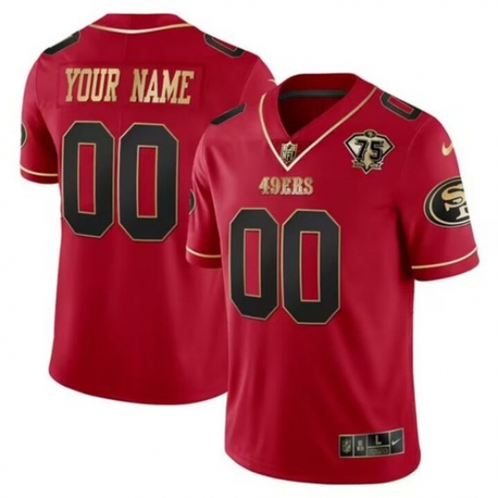 San Francisco 49ers Active Player Custom Red Gold 75th Anniversary Patch Stitched Jersey San Francisco 49ers Active Player Custom Red Gold 75th Anniversary Patch Stitched Jersey