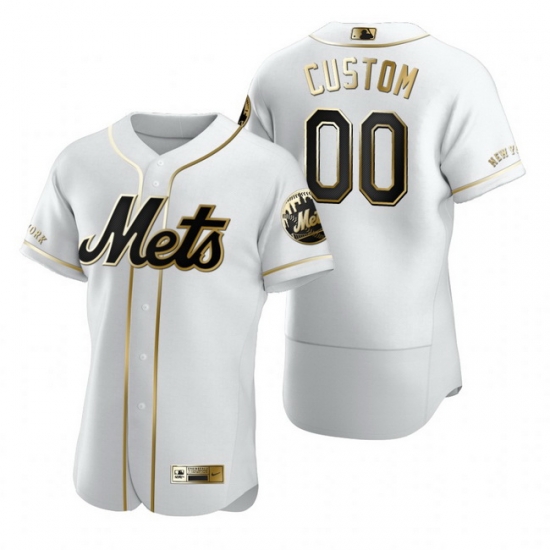 Men Women Youth Toddler All Size New York Mets Custom Nike White Stitched MLB Flex Base Golden Edition Jersey Men Women Youth Toddler All Size New York Mets Custom Nike White Stitched MLB Flex Base Golden Edition Jersey