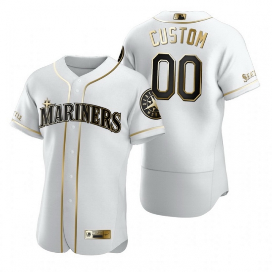 Men Women Youth Toddler All Size Seattle Mariners Custom Nike White Stitched MLB Flex Base Golden Edition Jersey Men Women Youth Toddler All Size Seattle Mariners Custom Nike White Stitched MLB Flex Base Golden Edition Jersey