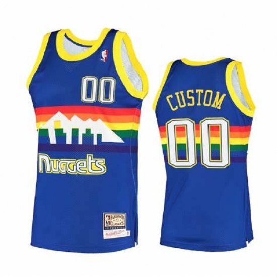 Men Women Youth Toddler Denver Nuggets Blue Rainbow Custom Mitchell Ness NBA Stitched Jersey Men Women Youth Toddler Denver Nuggets Blue Rainbow Custom Mitchell Ness NBA Stitched Jersey